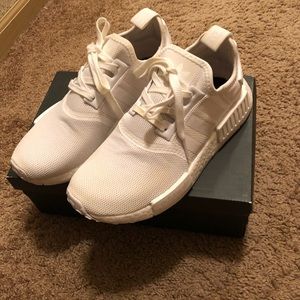 Triple white Adidas NMDs